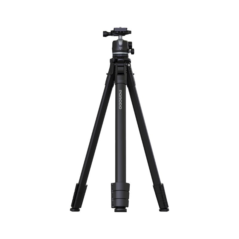 Porodo Ultra-Light Aluminum Tripod with 360° Rotation & Telescopic Design - Black
