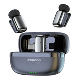 Porodo Wireless Lavalier Microphones Lightning Connector | Noise Reduction - Black