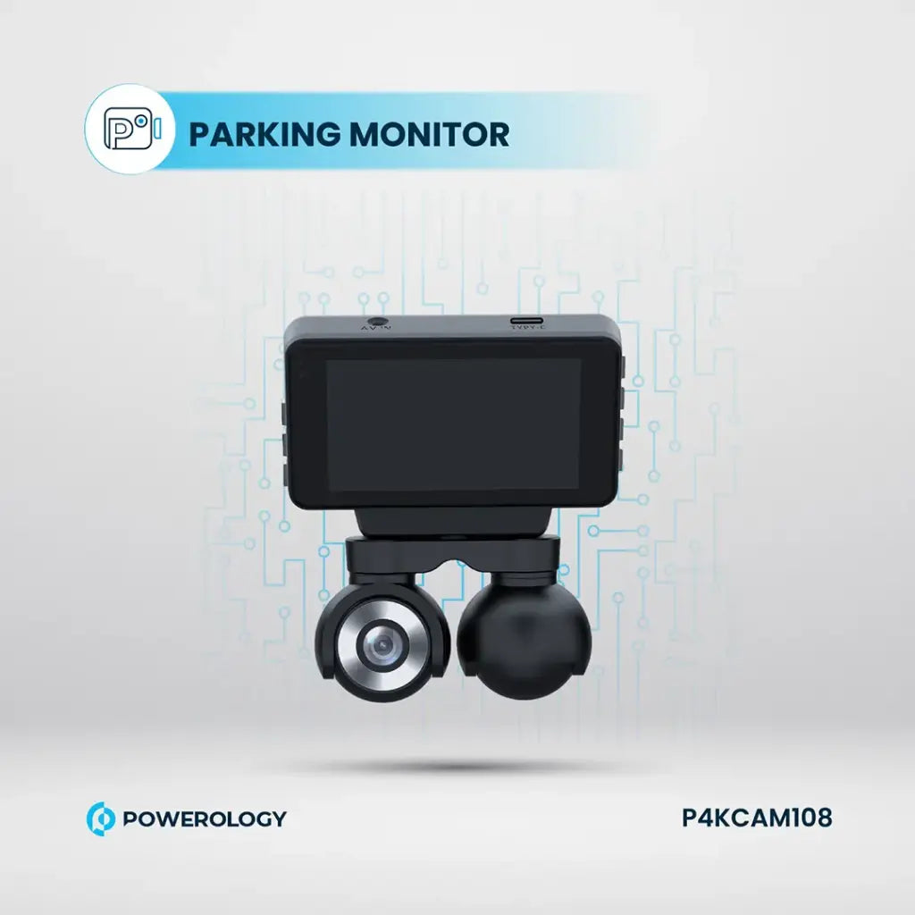 Powerology Dual Lens Dash Camera 4K Cam108 - Black