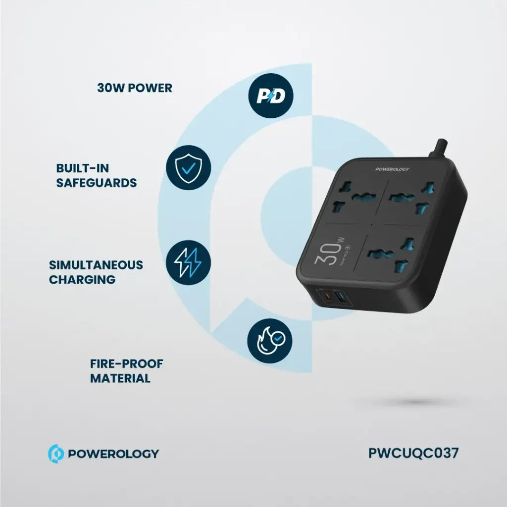 شريط طاقة باورولوجي 3250W 3AC Pwc037 - أسود