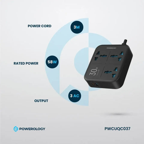 شريط طاقة باورولوجي 3250W 3AC Pwc037 - أسود