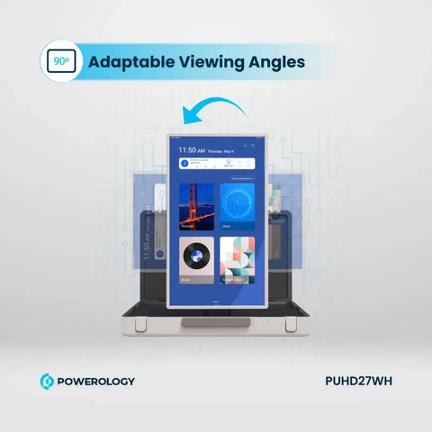 Powerology 27" Android Screen (Android 12, 8GB RAM, 128GB, Touchscreen, 6800mAh)