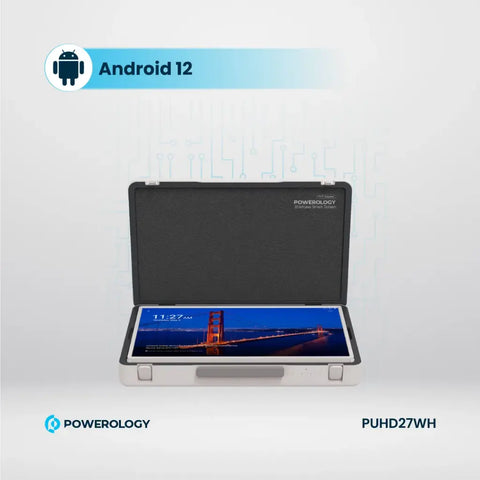 Powerology 27" Android Screen (Android 12, 8GB RAM, 128GB, Touchscreen, 6800mAh)