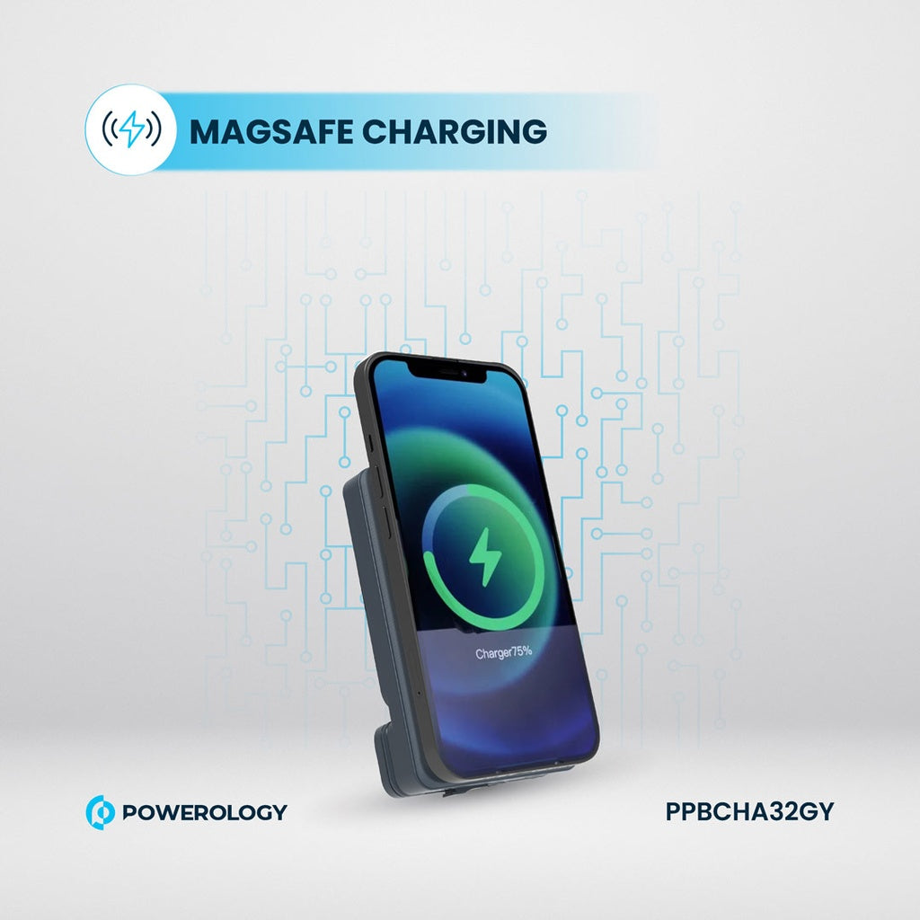 Powerology, 5000mAh Power Bank With Magnetic Wireless Charger Car Mount