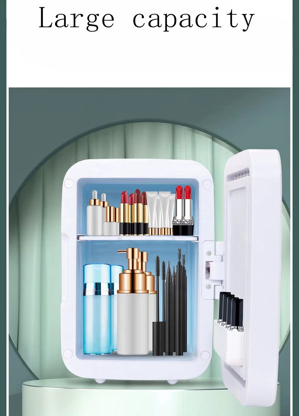 Premium 4L Portable Mini Fridge with HD Makeup Mirror & Touch-Control LED Light