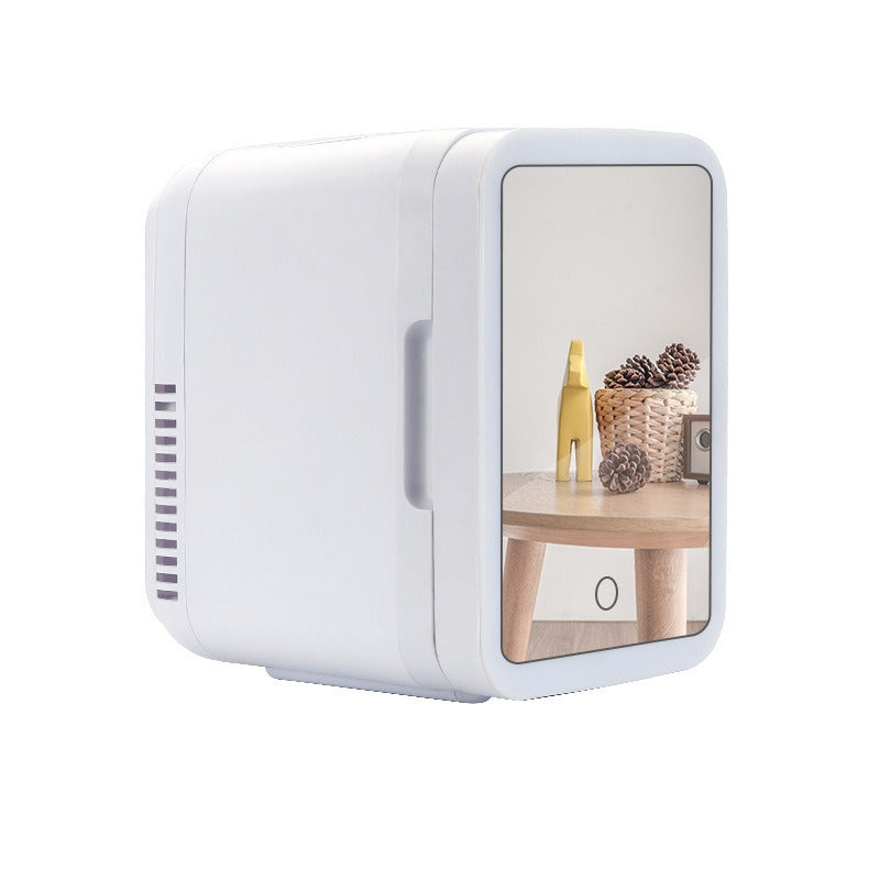 Premium 4L Portable Mini Fridge with HD Makeup Mirror & Touch-Control LED Light
