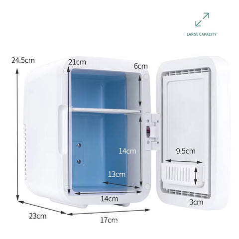 Premium 4L Portable Mini Fridge with HD Makeup Mirror & Touch-Control LED Light