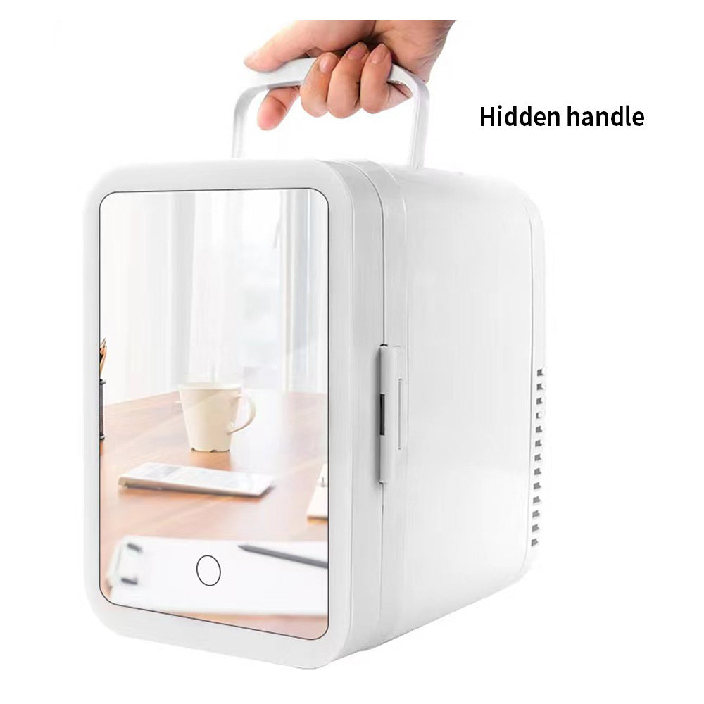 Premium 4L Portable Mini Fridge with HD Makeup Mirror & Touch-Control LED Light