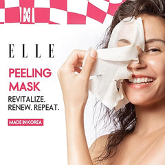 قناع تقشير ELLE Youth Boosting Peeling Mask - قناع مضاد للشيخوخة ومرطب ومفتح للوجه - غني بالببتيدات والنياسيناميد وحمض اللاكتيك وحمض الهيالورونيك لبشرة مشرقة وشابة - عبوة من 4 قطع