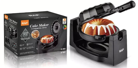 RAF Electric Rotatable Bundt & Lava Cake Maker with Non-Stick Surface, Safety Lock & LED Indicator - 1800W
