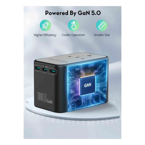محول RAVPower RP-PC1077 GaN100W العالمي 5 في 1 