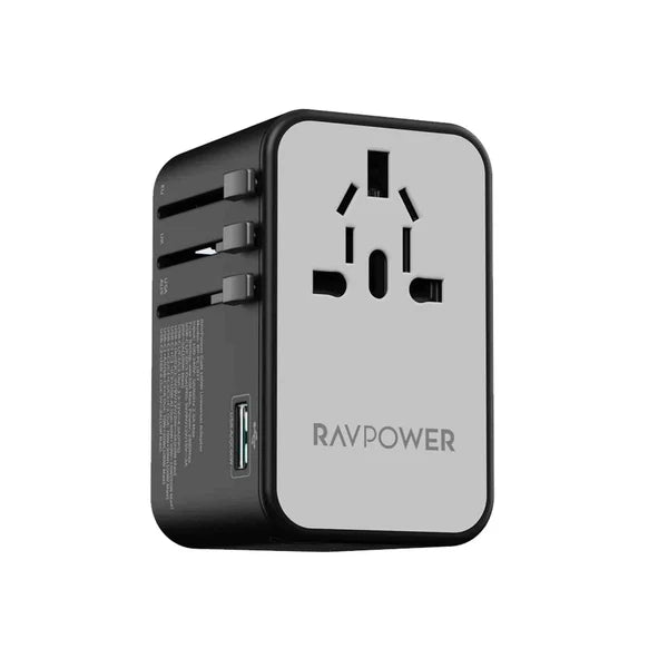 محول RAVPower RP-PC1077 GaN100W العالمي 5 في 1 