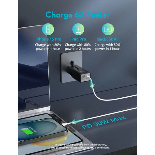 RAVPower RP-PC1060, Super Mini 1C port PD30W travel adpater - Black