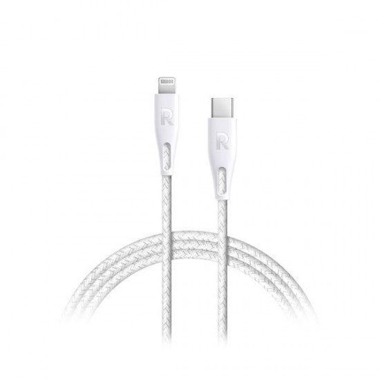 كابل RAVPower Type-C إلى Lightning بطول 2 متر من النايلون باللون الأبيض