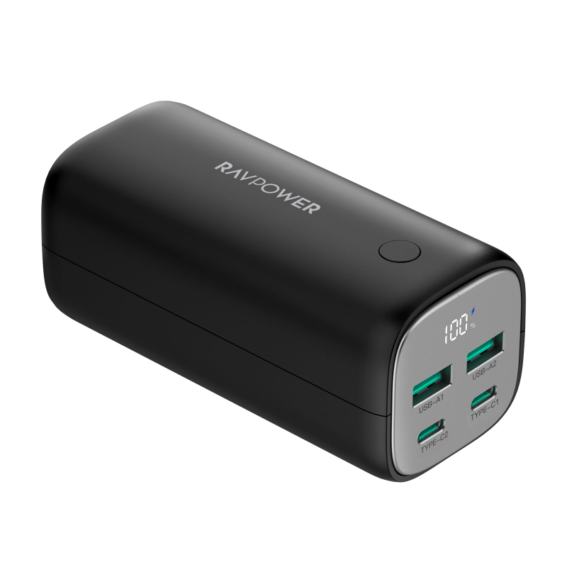 RP-PB208Pro 20000mAh GaN PD70W 4-Port Portable Charger Offline Black