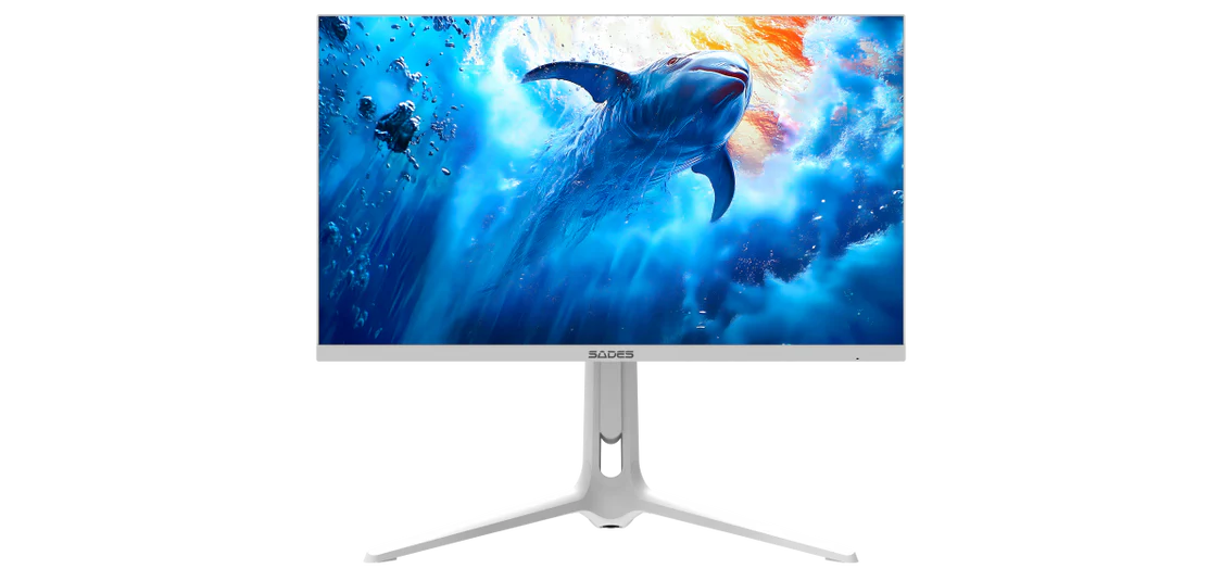 شاشة ألعاب مسطحة من Sades RS-Dolphin SA-F01U27، مقاس 27 بوصة، وضع مزدوج: UHD (4K) 3840x2160 160 هرتز / FHD 320 هرتز، 0.5 مللي ثانية، HDMI 2.1، IPS - أبيض
