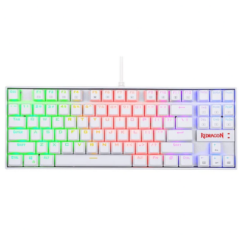 Redragon K552W, RGB Wired Mechanical Gaming Compact Keyboard (Blue Switches) - White