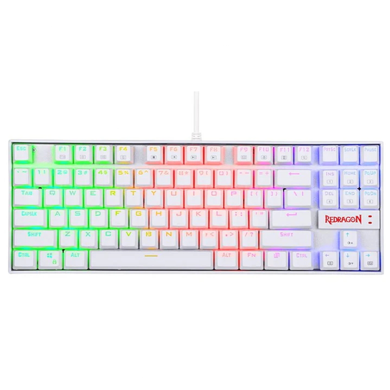 Redragon K552W, RGB Wired Mechanical Gaming Compact Keyboard (Blue Switches) - White