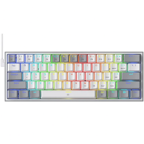 Redragon K617, Fizz 60% Wired RGB Mechanical Gaming Keyboard - White/Grey