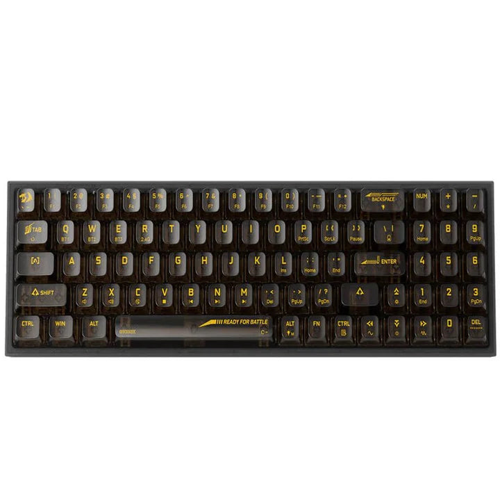 ريدراجون K628CT، بولوكس برو لوحة مفاتيح ميكانيكية للألعاب 75٪ بإضاءة RGB، سلكية USB-C، بلوتوث، ووايرلس 2.4 جيجاهرتز - بمفاتيح كريستالية شفافة