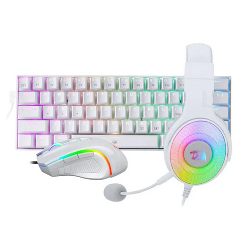Redragon S129W, 3in1 Gaming Mouse, Headset and Keyboard Combo - White