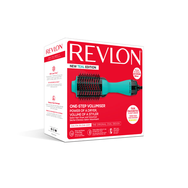 Revlon, Volumiser & Hair Dryer 1100W – Ionic & Ceramic Technology, Oval Brush (Teal/Green)