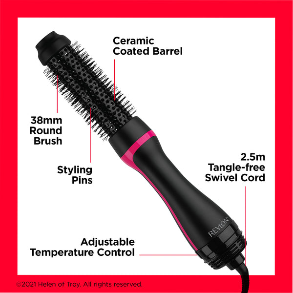 Revlon, One-Step Style Booster Round Brush Dryer & Styler – 38mm Ceramic Barrel, Ionic Technology, Fast Blow-Dry & Styling