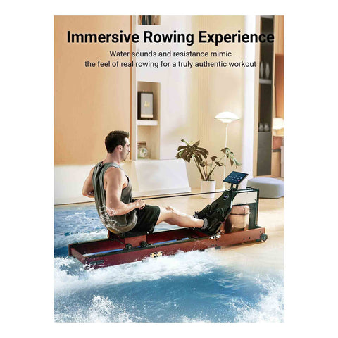 KingSmith Water Rowing Machine With Tri-Fold Patent - Walnut