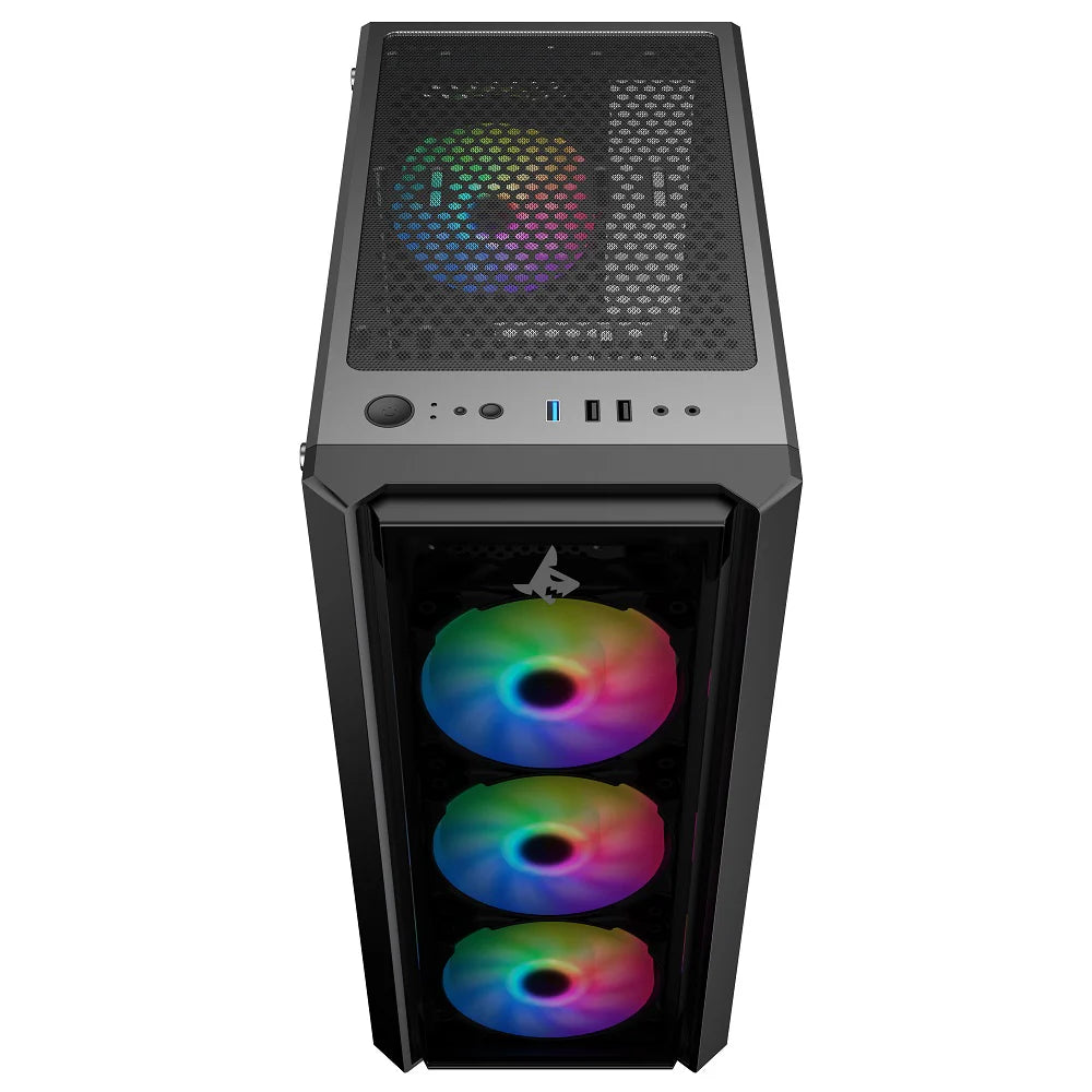 جهاز كمبيوتر ألعاب بمعالج AMD رايزن 5 9600X، بطاقة رسومات RTX 5060، وذاكرة DDR5 رام بسعة 16GB