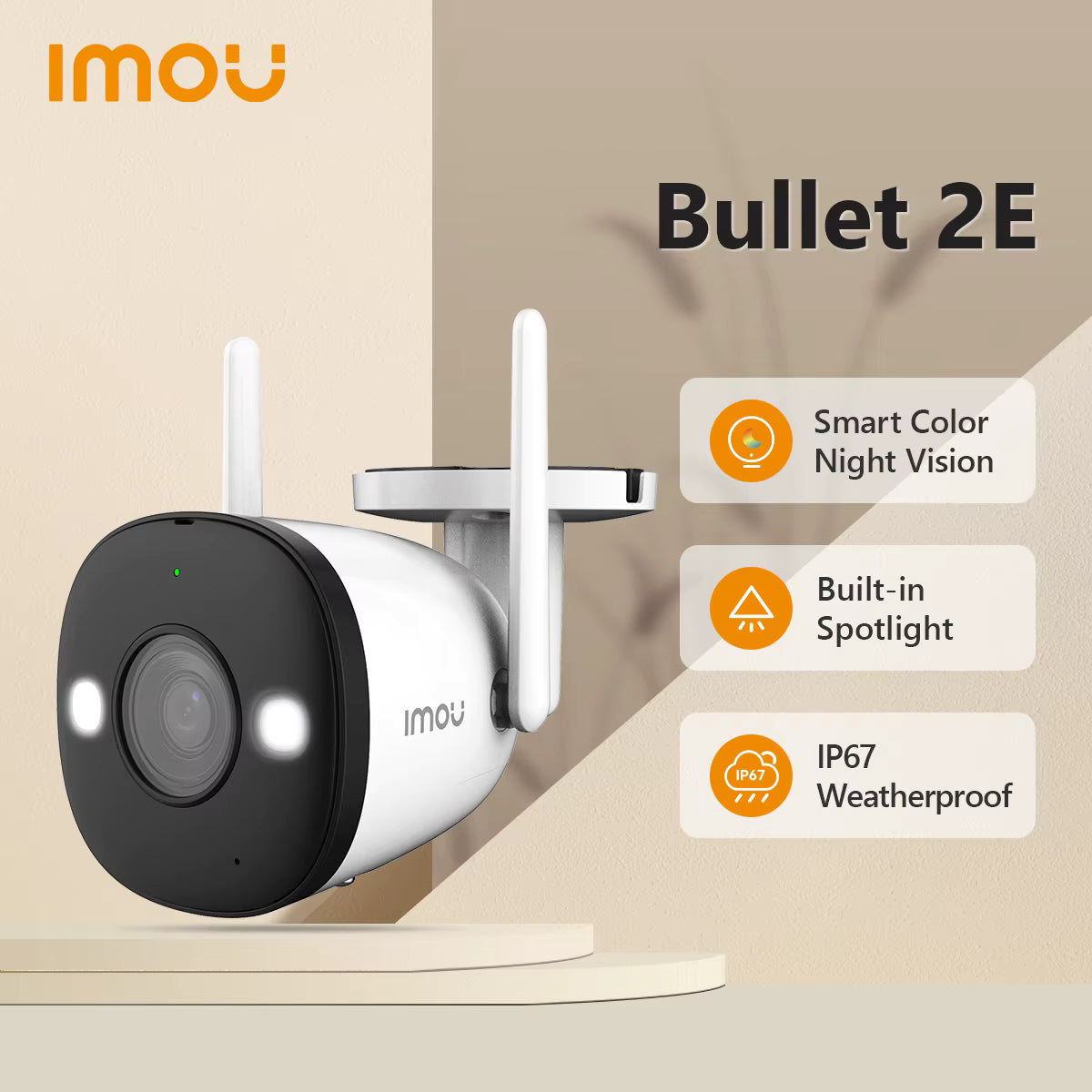 Imou 2E Secuirty Camera 3MP H.265 Bullet Wi-Fi Camera Full Color Weatherproof