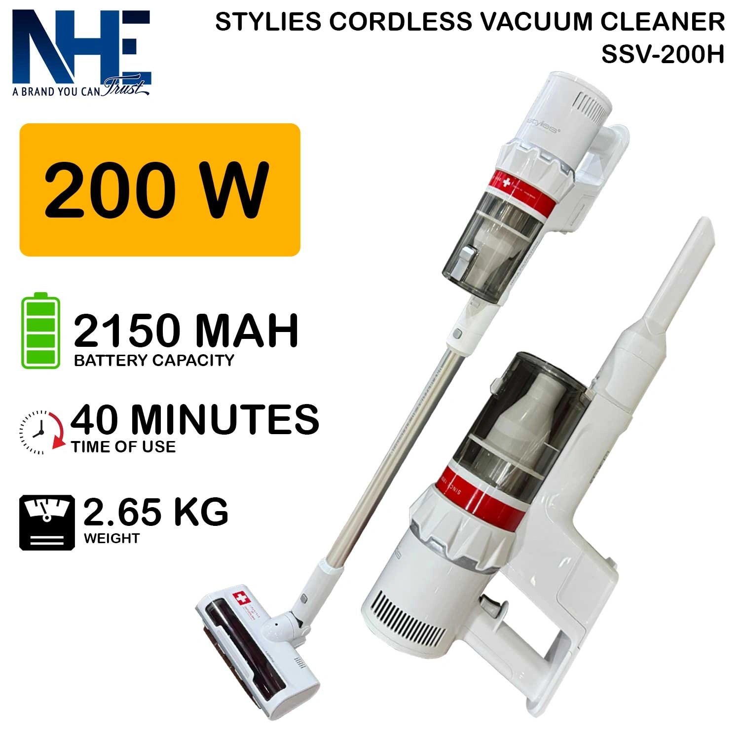 NHE Stylies Cordless Vacuum Cleaner SSV-200H