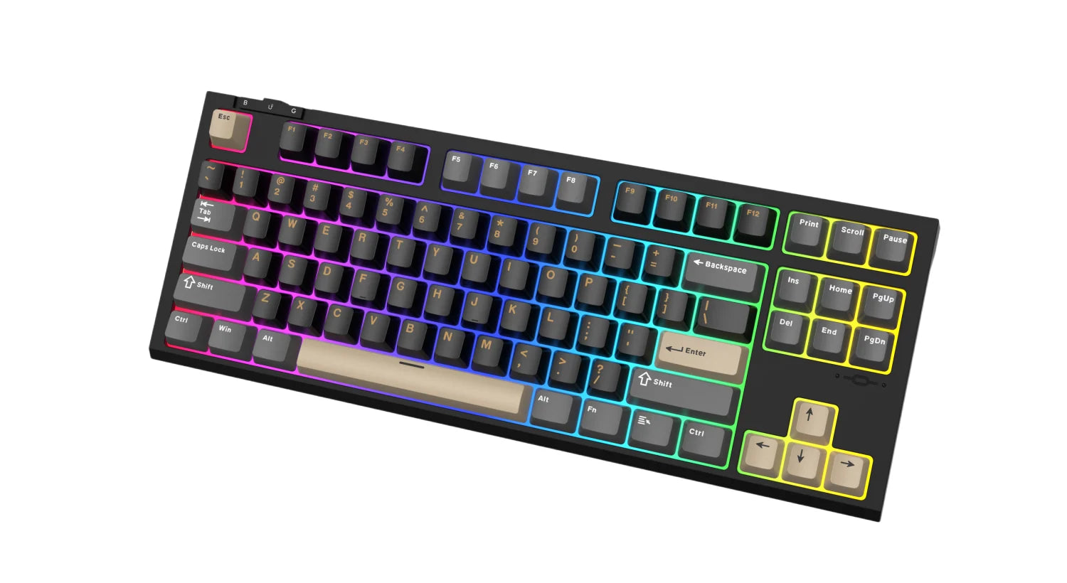 Sades Bate Wolf MK87 87 Key TKL (Tenkeyless) Tri Mode Mechanical Hot Swappable Keyboard with Immersive RGB Lighting - Black