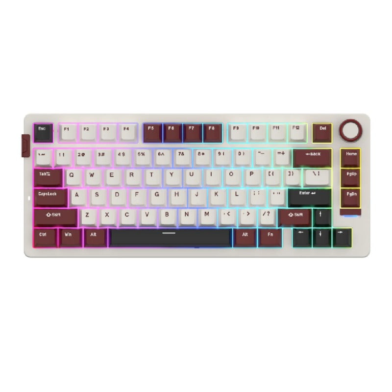 Sades Phantom Wolf 75 Ultra Compact 75% Tri Mode connection Mechanical Keyboard With Premium Aluminum Knob - Bordeaux Red