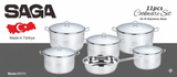 Saga H1711 Stainless Steel Cookware Set - 11 Pcs 