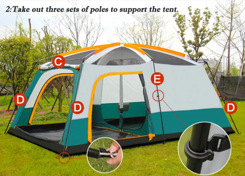 Foldable Family Camping Tent with Carry Bag – 8–10 Persons