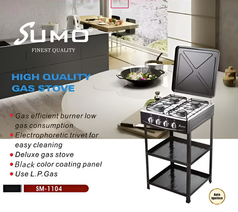 Sumo SM-1104, 4 Burner Gas Stove with Copper Burners