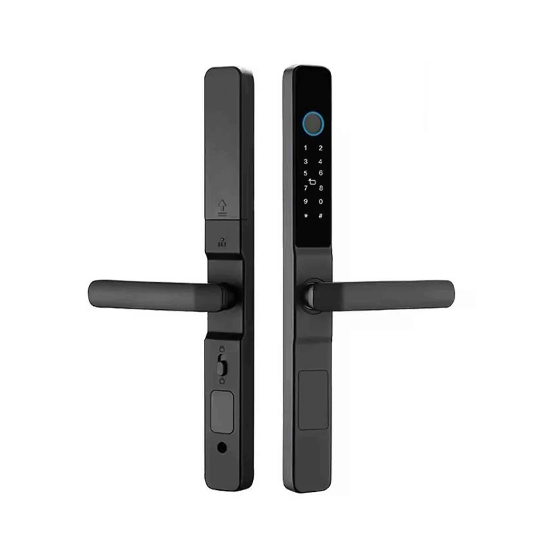 Smart Lock Intelligent Door Lock with TTLock App – Fingerprint, PIN & Card Lock for Aluminum Doors (Black)