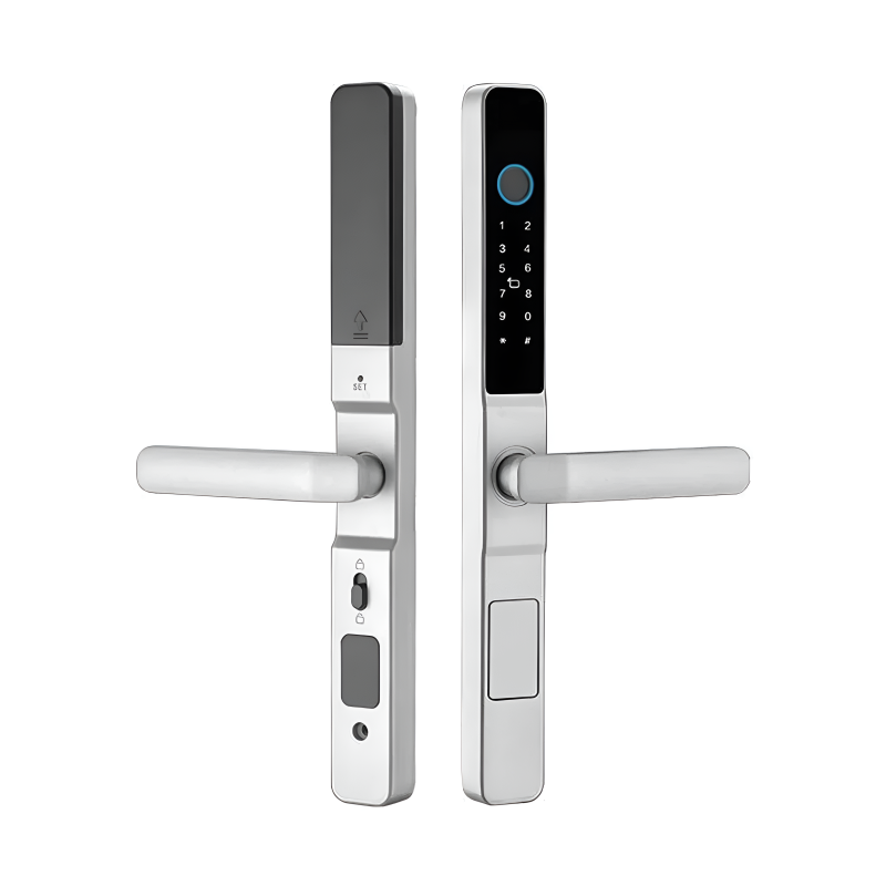 Smart Lock Intelligent Door Lock with TTLock App – Fingerprint, PIN & Card Lock for Aluminum Doors (Silver)