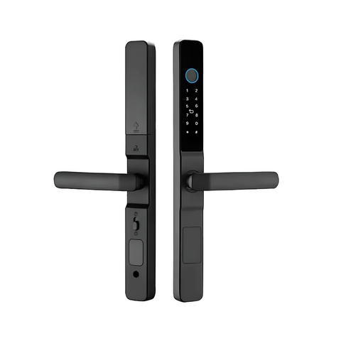 Smart Lock Intelligent Door Lock with Tuya App – Fingerprint, PIN & Wi-Fi Lock for Aluminum Doors (Black)