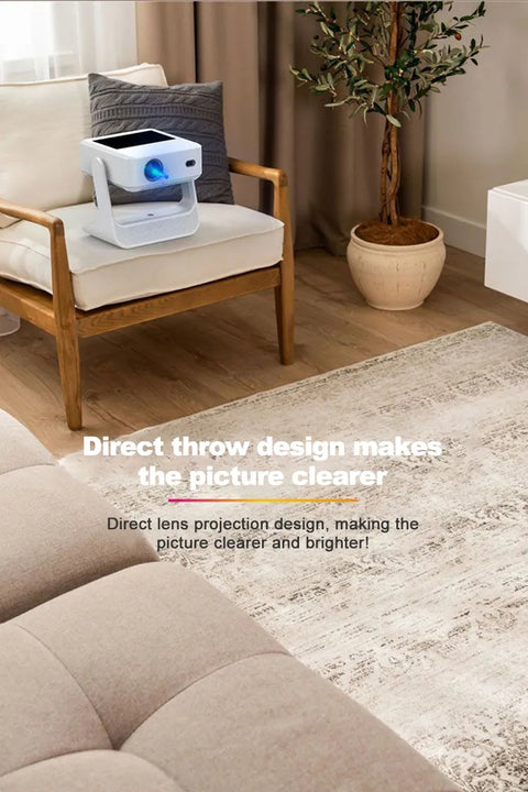 Smart Touch Screen Projector with WiFi 6, Bluetooth 5.0, Native 1080P HD, Auto Focus & Dual 5W Speakers - Portable Home Theater