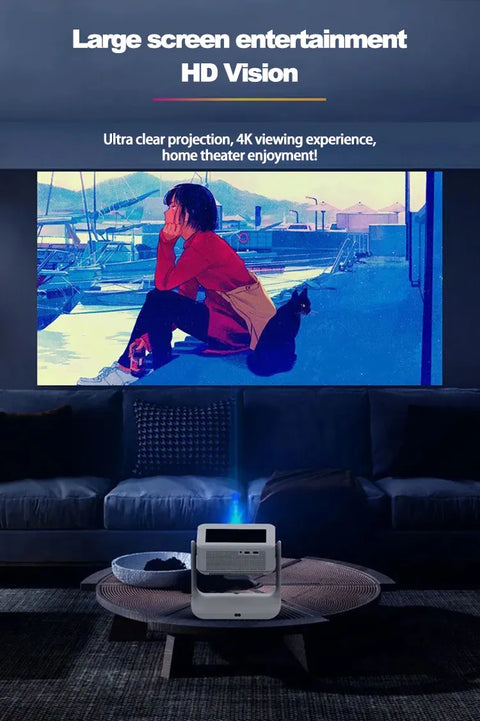 Smart Touch Screen Projector with WiFi 6, Bluetooth 5.0, Native 1080P HD, Auto Focus & Dual 5W Speakers - Portable Home Theater