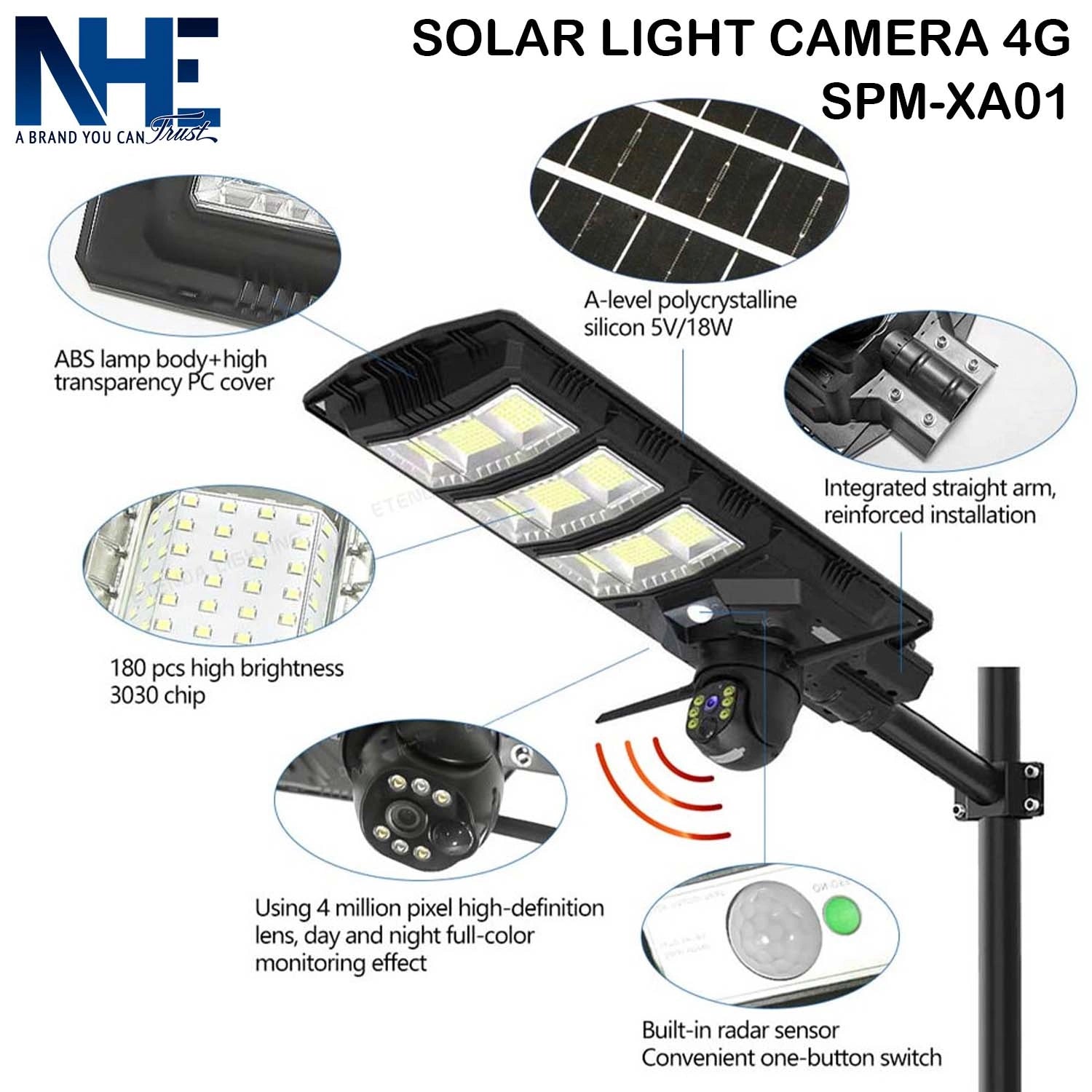 كاميرا مع مصباح طاقة شمسية 4G ٢ × ١