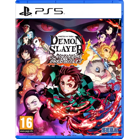PlayStation 5 game case for 'Demon Slayer: Kimetsu no Yaiba Chronicles' with characters and vibrant design.