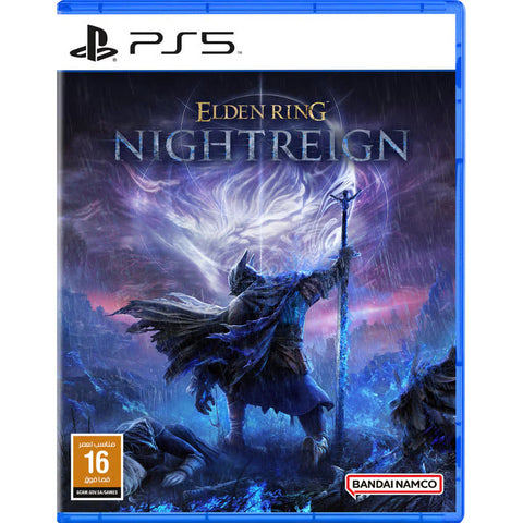 Game case for 'Elden Ring Nightreign' on PS5 with a character holding a sword against a dark background.