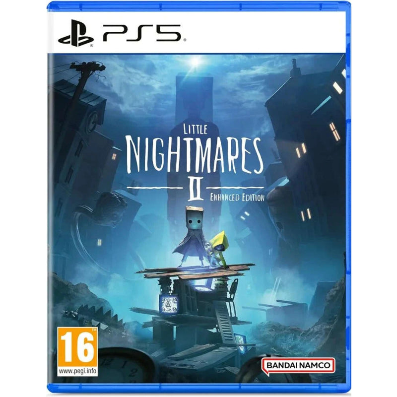 PlayStation 5 game case for 'Little Nightmares II' Enhanced Edition with branding and rating visible.
