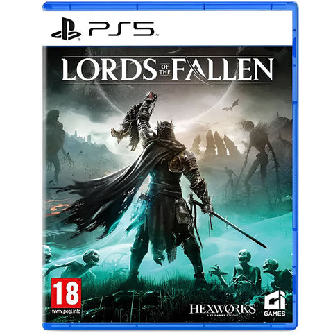 Game box for 'Lords of the Fallen' on PS5 with a warrior and creature illustration.