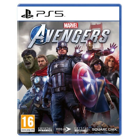 Marvel Avengers game for PS5 with superhero characters on the cover