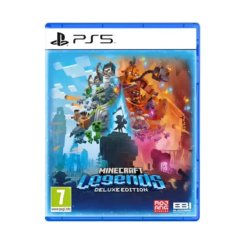 Minecraft Legends Deluxe Edition game case for PS5 on a white background