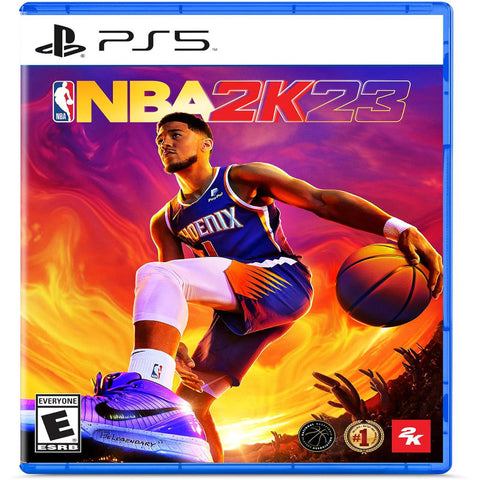 NBA 2K23 video game cover for PS5 with a basketball player and colorful design.