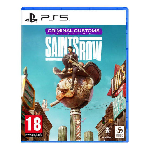 PlayStation 5 game case for 'Saints Row' with a character on top of a barrel.